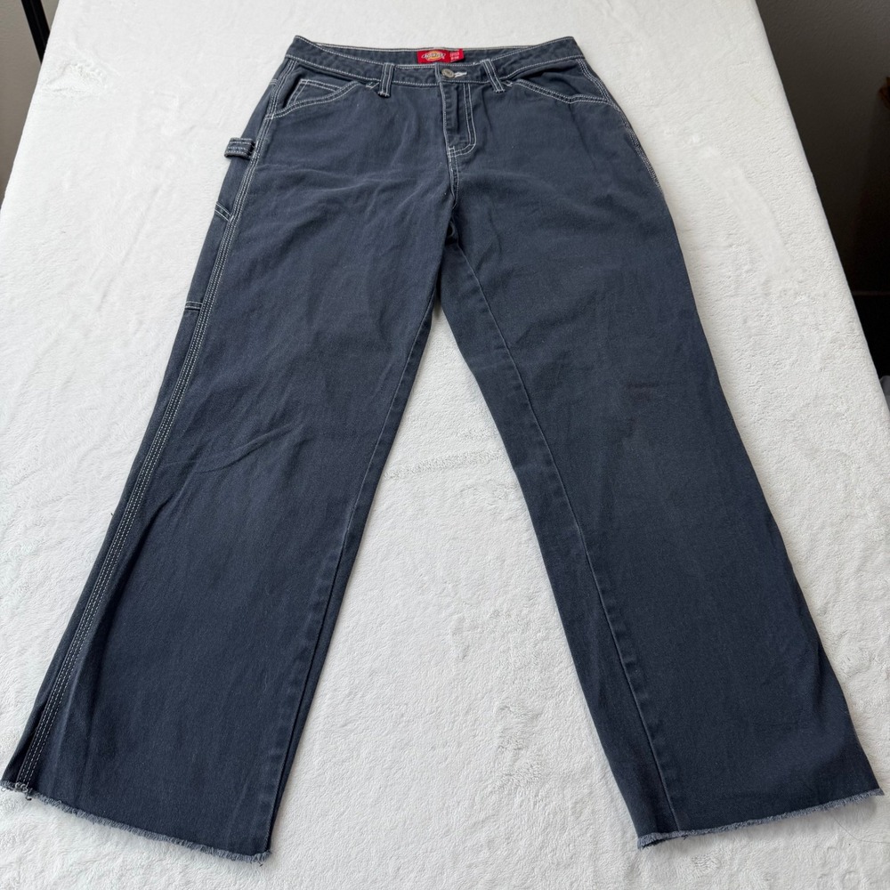 Dickies Girl Carpenter Pants Womens Size 3/26 Charcoal Grey Good Contrast Stitch